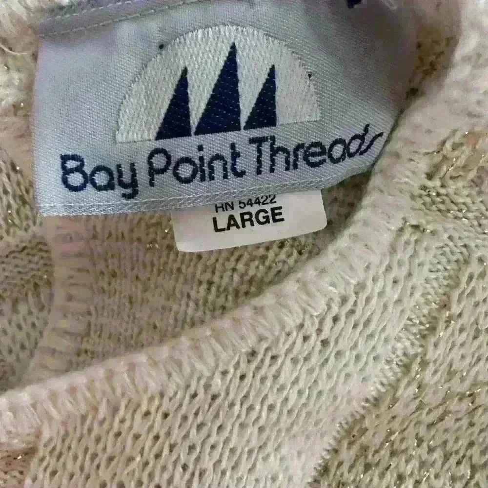 Bay Point Threads Vintage Cream and Gold Sweater w/button detail on back-Size L - Picture 2 of 9